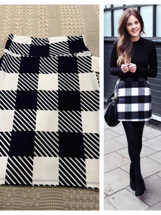 LuLaRoe Dresses & Skirts - NWT LuLaRoe Cassie Navy Blue & White Checkered Knit Pencil Skirt